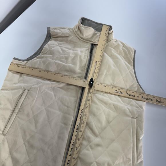 Ralph Lauren Vest Womens Medium Cream Grey Quilted Reversible Outdoors‎ Layers - Picture 6 of 9
